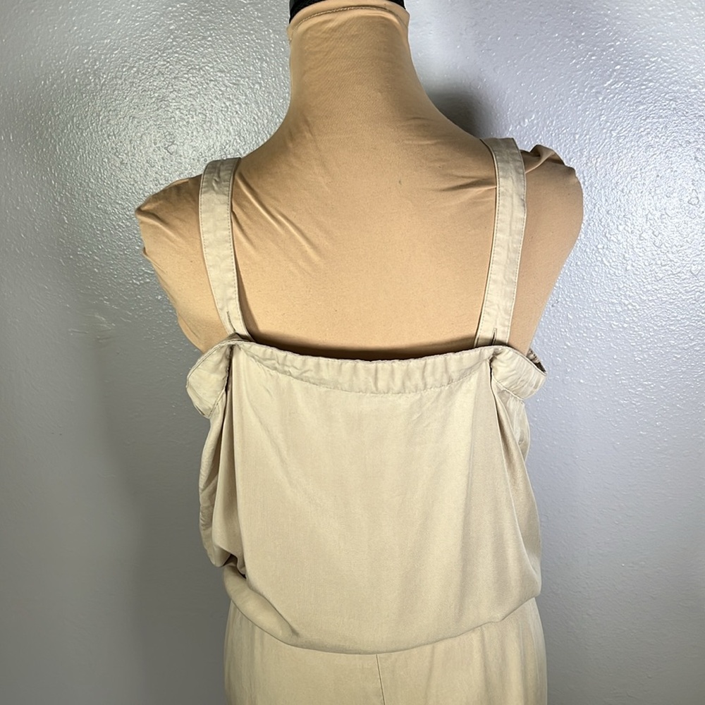Vintage Y2K Cache sleeveless tan casual waist tie utility jumpsuit sz M - Picture 6 of 8
